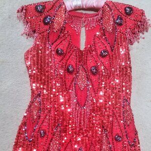 Alyse Designs Red Sequin Silk Dress Size 12- Glamorous and Elegant